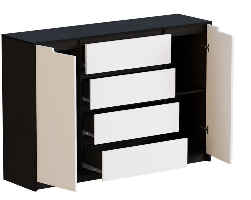 Большой комод EVR- Микс-3 венге+ фасад белый