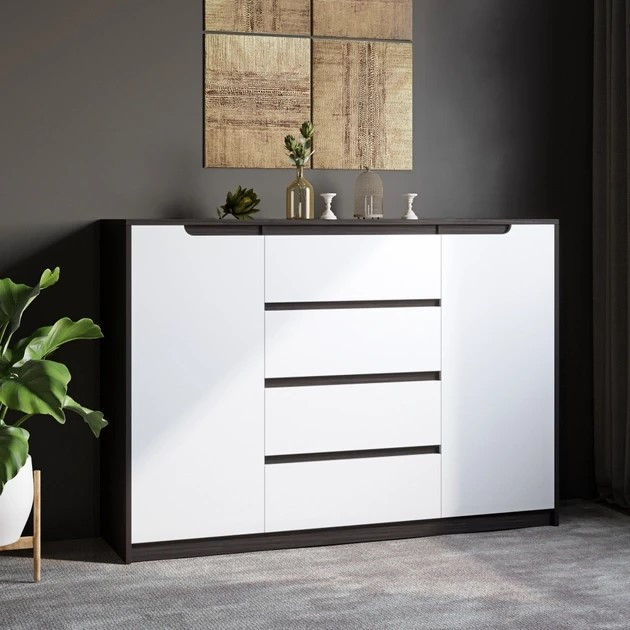 Большой комод EVR- Микс-3 венге+ фасад белый