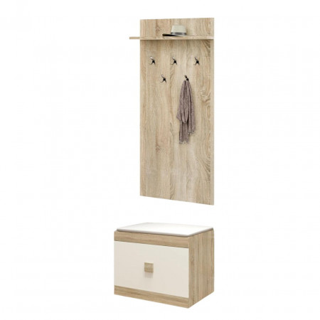 Прихожая с вешалкой и тумбой для обуви EVR- Соната-13 дуб Сонома