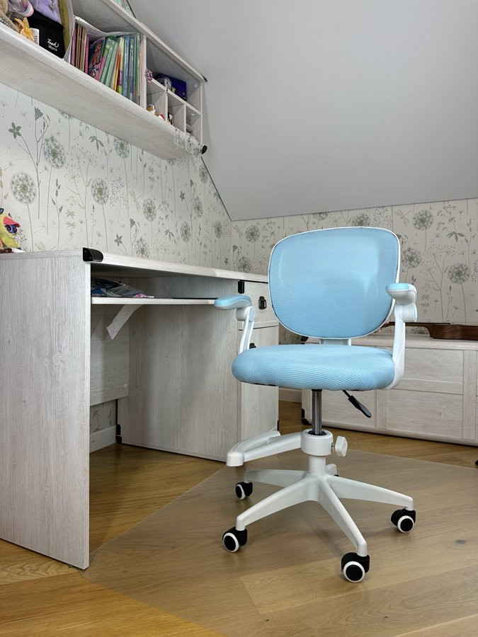 Кресло вращающееся детское с подставкой для ног Perfect KIDS BLUE 