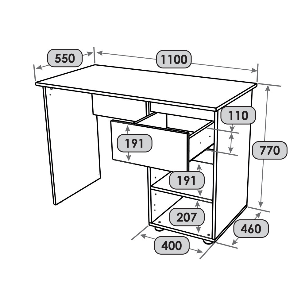 Стол письменный EVR- Лайт СЛ-1 графит