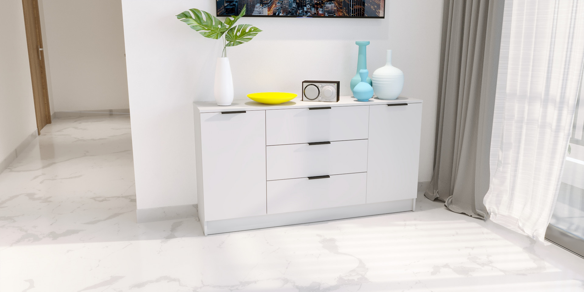 Комод на 3 ящика и 2 двери ViA- Сити 4