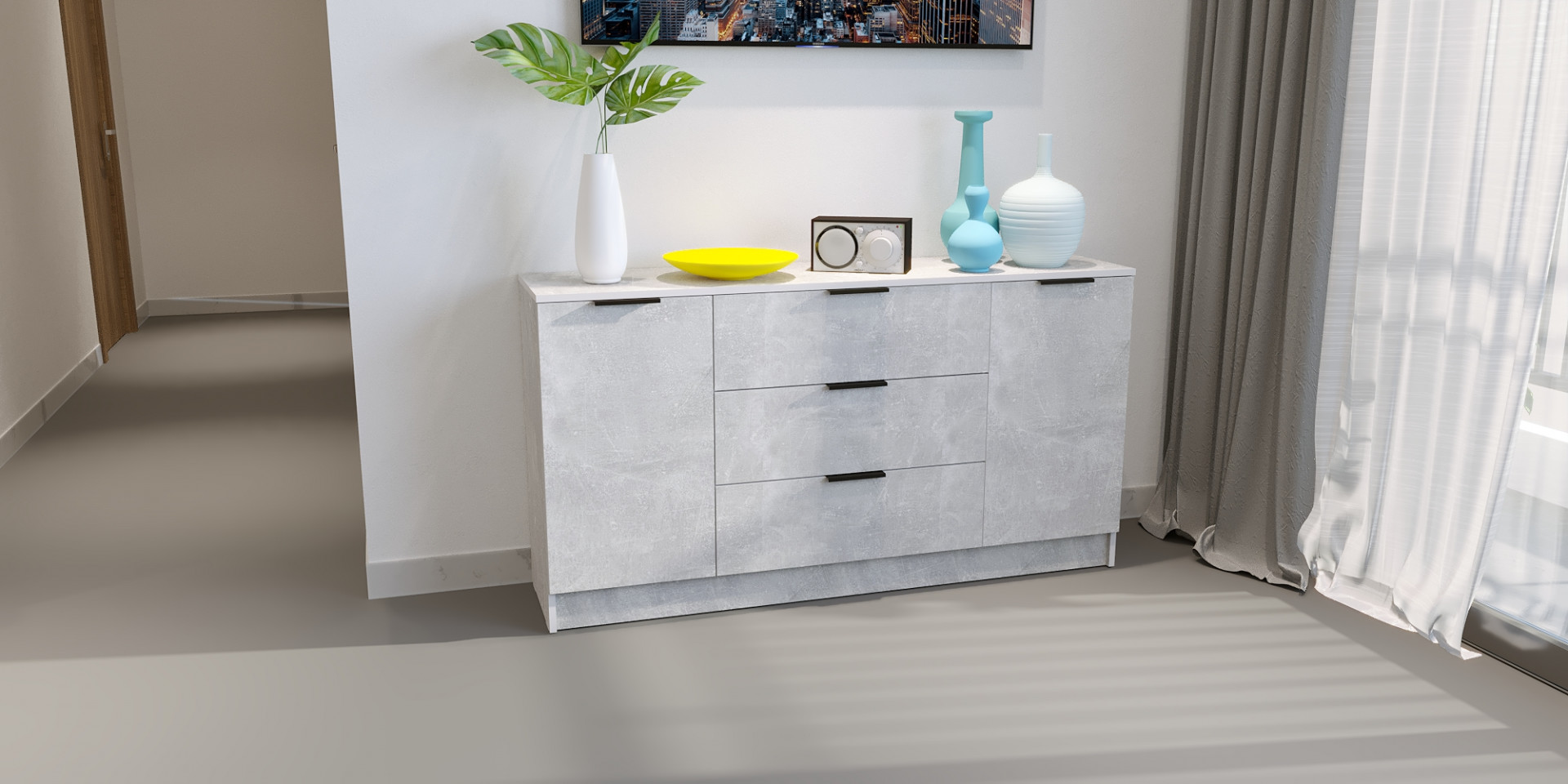 Комод на 3 ящика и 2 двери ViA- Сити 4