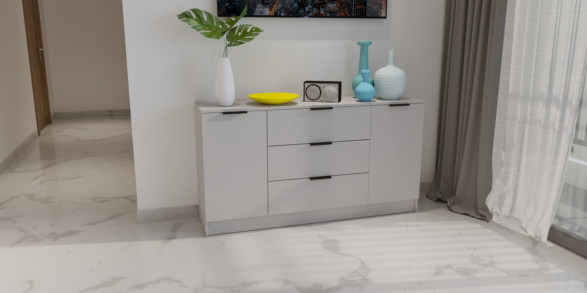 Комод на 3 ящика и 2 двери ViA- Сити 4