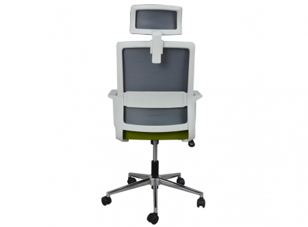 Кресло офисное поворотное INI-  WIND серое/зеленое/белый каркас 