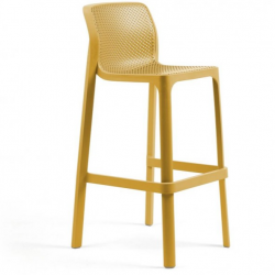 Барный стул из полипропилена Nardi DEI- Net Stool (горчичный/коралловый)