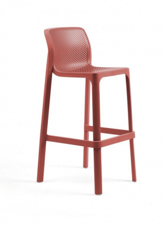 Барный стул из полипропилена Nardi DEI- Net Stool (горчичный/коралловый)