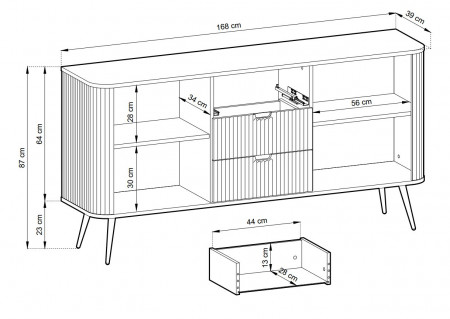 Комод Perfect Home Зова/Zova 2-дверный с 3 ящиками и золотыми ножками KSZ168 Белый