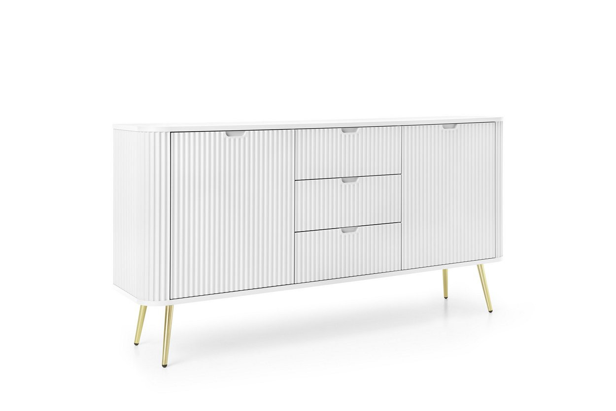 Комод Perfect Home Зова/Zova 2-дверный с 3 ящиками и золотыми ножками KSZ168 Белый