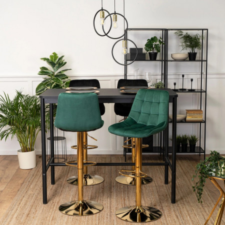 Барный стул Ont- Arcos велюр Зеленый/золотая опора