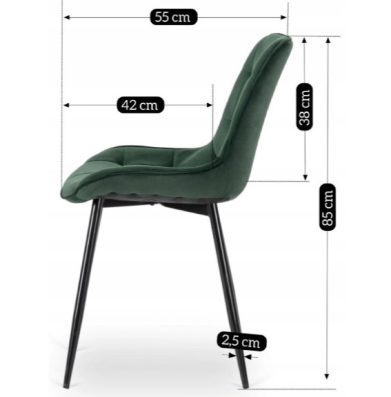 Стул обеденный MEBEL ELITE CHRIS зеленый велюр