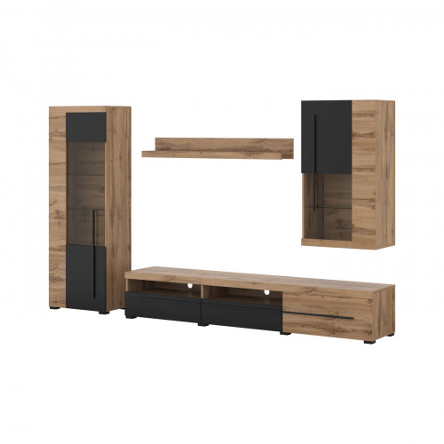 Стенка в гостиную Helvetia ROGER 22N2ZH10 (дуб вотан/черный матовый)