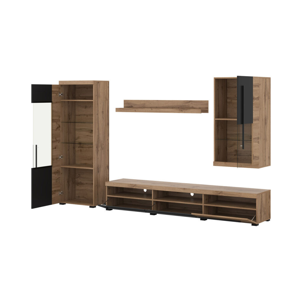 Стенка в гостиную Helvetia ROGER 22N2ZH10 (дуб вотан/черный матовый)