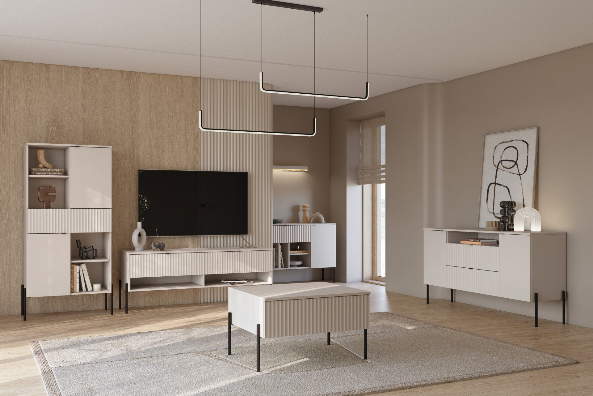 Комод на 1 дверь и 1 ящик Helvetia ORE 24KROG45 (кашемир/кашемир в рубчик)