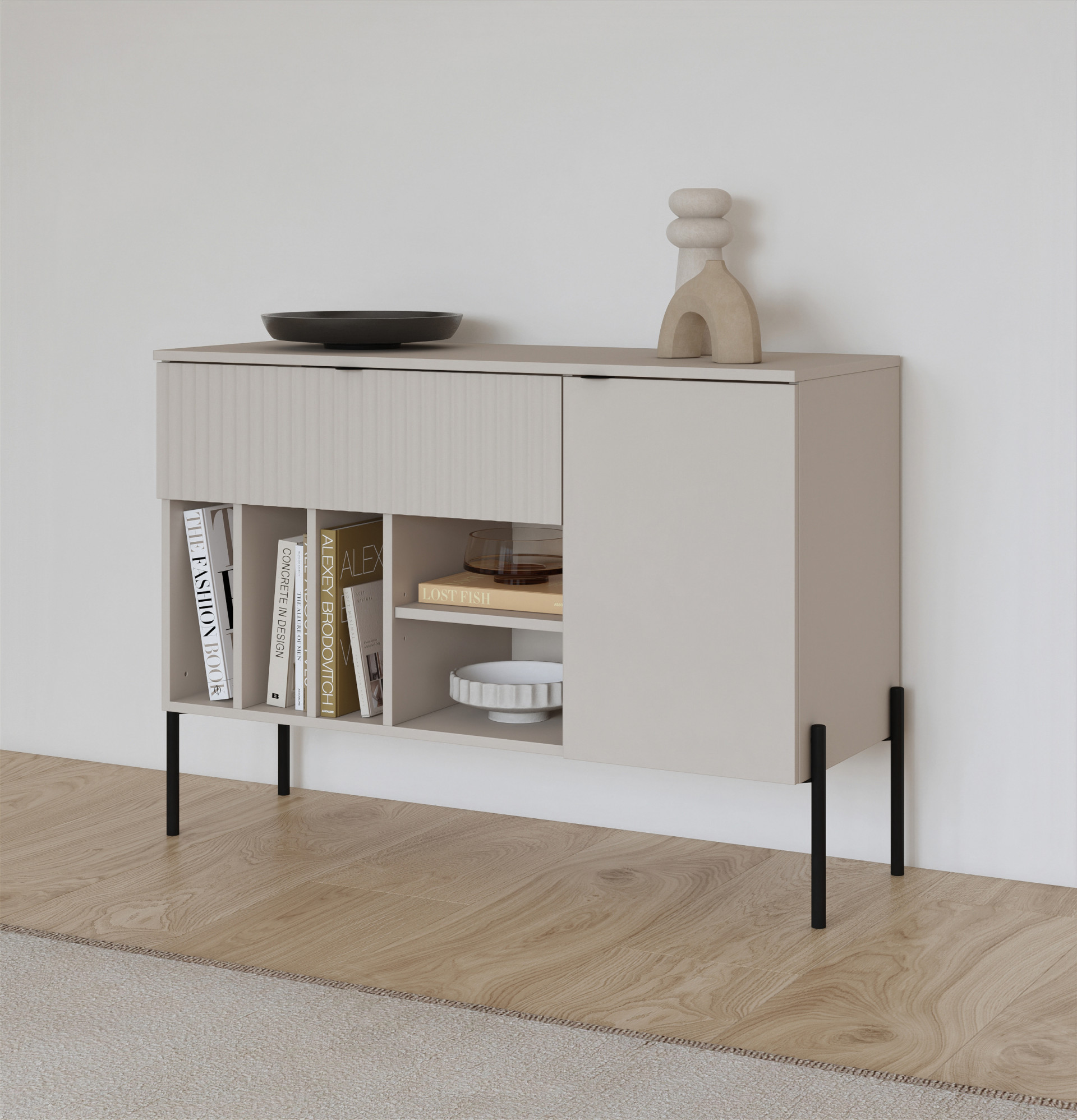 Комод на 1 дверь и 1 ящик Helvetia ORE 24KROG45 (кашемир/кашемир в рубчик)