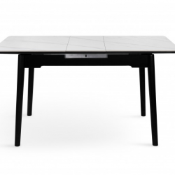 Стол раскладной BIO- Grace Нептун, керамика белый, ноги черные (95/125 см) 