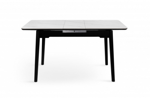 Стол раскладной BIO- Grace Нептун, керамика белый, ноги черные (95/125 см) 