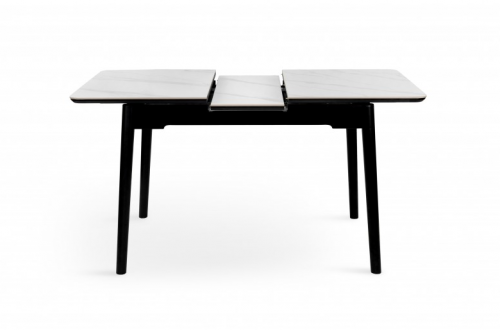 Стол раскладной BIO- Grace Нептун, керамика белый, ноги черные (95/125 см) 