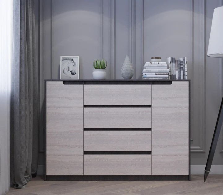 Большой комод EVR- Микс-3 венге + фасад дуб молочный