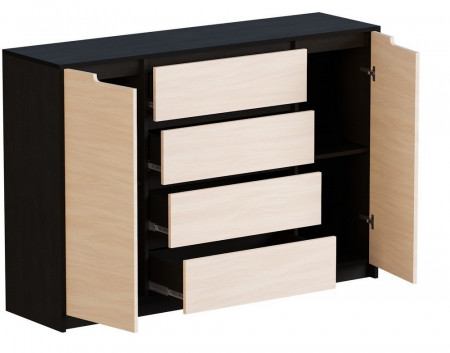 Большой комод EVR- Микс-3 венге + фасад дуб молочный