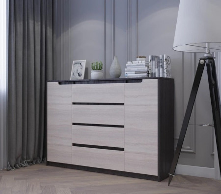 Большой комод EVR- Микс-3 венге + фасад дуб молочный