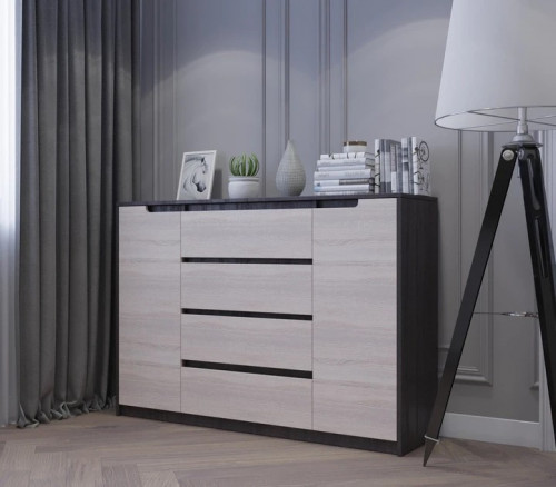 Большой комод EVR- Микс-3 венге + фасад дуб молочный