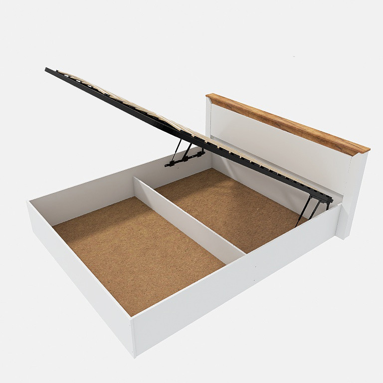 Кровать двуспальная EVR- Нордик (основа подъемный механизм) дуб крафт золотой + белый