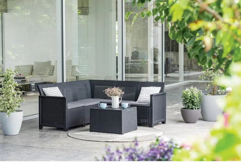 Комплект садовой мебели ECO- Keter Emma 5 seater Corner, серый