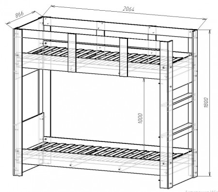 Кровать двухэтажная разборная с ламелями на деревянной основе KOD- Тандем 2