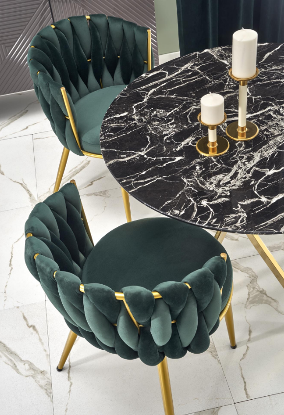 Стол стеклянный PL- HALMAR RAYMOND 2 черный мрамор/ золото