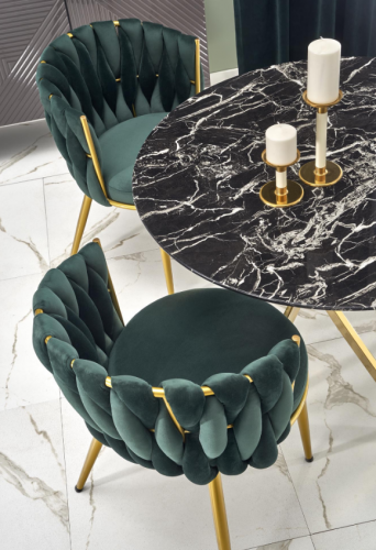 Стол стеклянный PL- HALMAR RAYMOND 2 черный мрамор/ золото