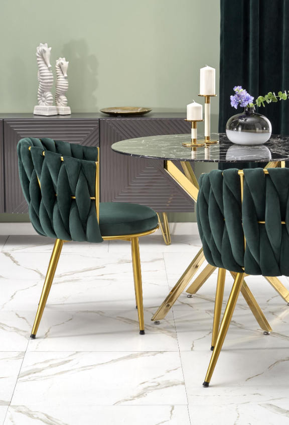 Стол стеклянный PL- HALMAR RAYMOND 2 черный мрамор/ золото