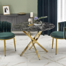 Стол стеклянный PL- HALMAR RAYMOND 2 черный мрамор/ золото