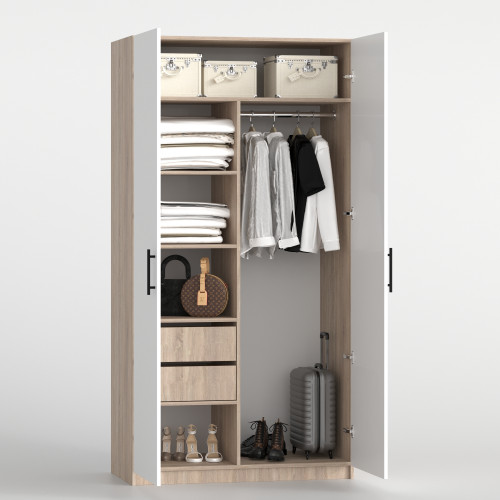 Шкаф 195х100х52 cм KOD- ШК-100 ящ (белый фасад)