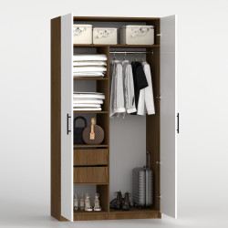 Шкаф 195х100х52 cм KOD- ШК-100 ящ (белый фасад)