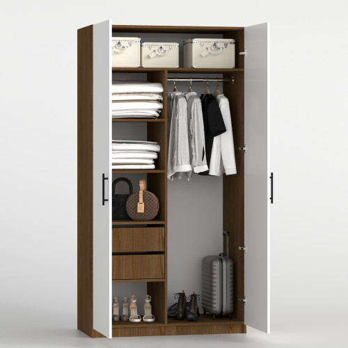 Шкаф 195х100х52 cм KOD- ШК-100 ящ (белый фасад)