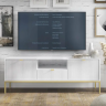 Тумба RTV PIASKI NOVA RTV154, ДСП/МДФ/Белый/Золотой 154х56х39см  