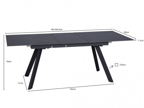 Стол керамический Avn- MARS 160-205x90 Ceramic Black
