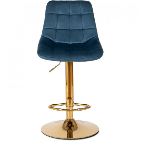Барный стул Ont- Arcos велюр Синий/золотая опора