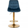 Барный стул Ont- Arcos велюр Синий/золотая опора