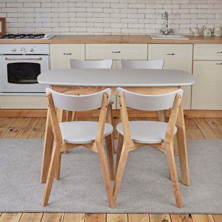 Кухонный комплект Ont- Винцензо 120 серый стол + 4 Стула Вито