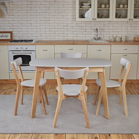 Кухонный комплект Ont- Винцензо 120 серый стол + 4 Стула Вито