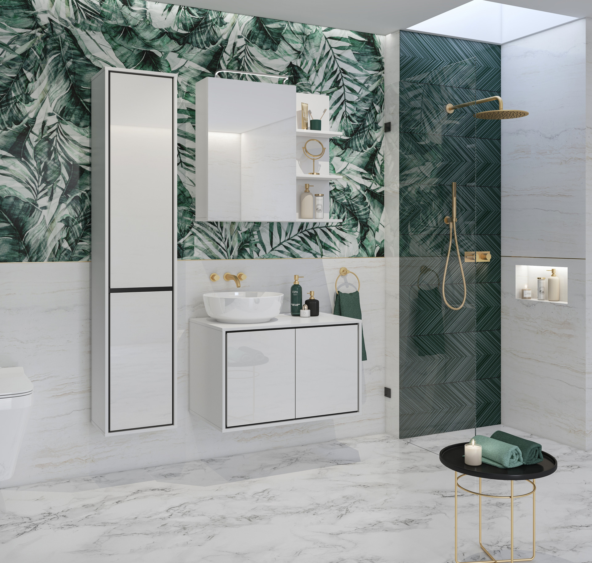 Шкаф настенный на 1 дверь с зеркалом для ванной Helvetia IRVINE 309WNP20 (белый)