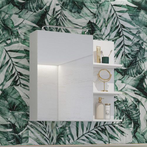 Шкаф настенный на 1 дверь с зеркалом для ванной Helvetia IRVINE 309WNP20 (белый)