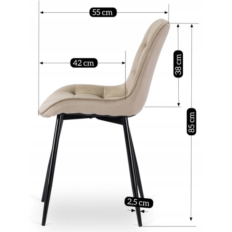 Стул обеденный MEBEL ELITE CHRIS бежевый велюр