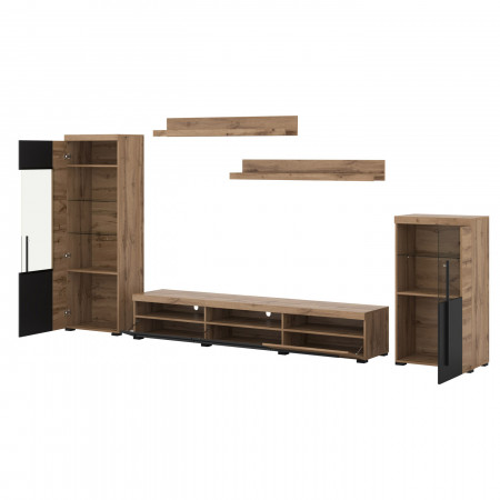 Стенка в гостиную Helvetia ROGER 22N2ZH11 (дуб вотан/черный матовый)