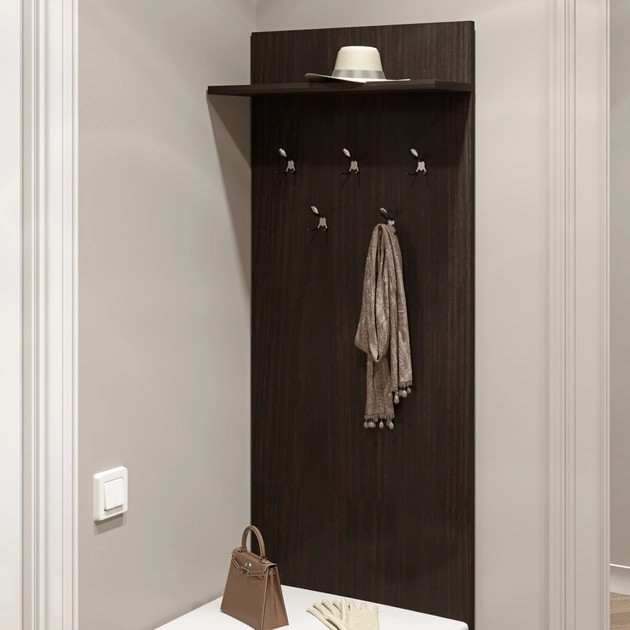 Прихожая с вешалкой и тумбой для обуви EVR- Соната-13 венге + крафт золотой