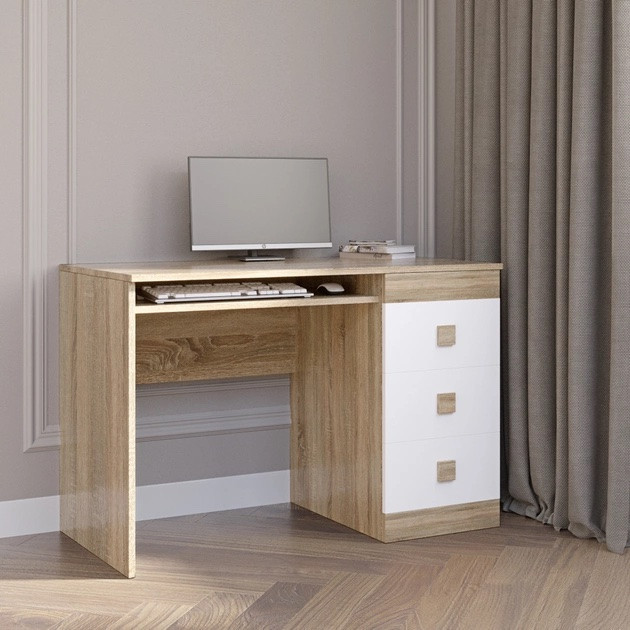 Стол письменный EVR- Соната дуб Сонома + белый