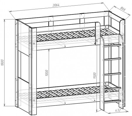 Кровать двухэтажная разборная с ламелями на деревянной основе KOD- Тандем 1