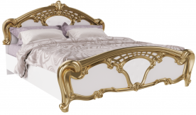 Кровать MRK- Ева Глянец белый+золото 1,6х2,0